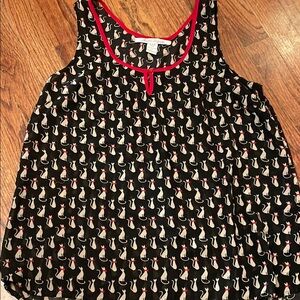 Black and Red Cat Print Women's Top
